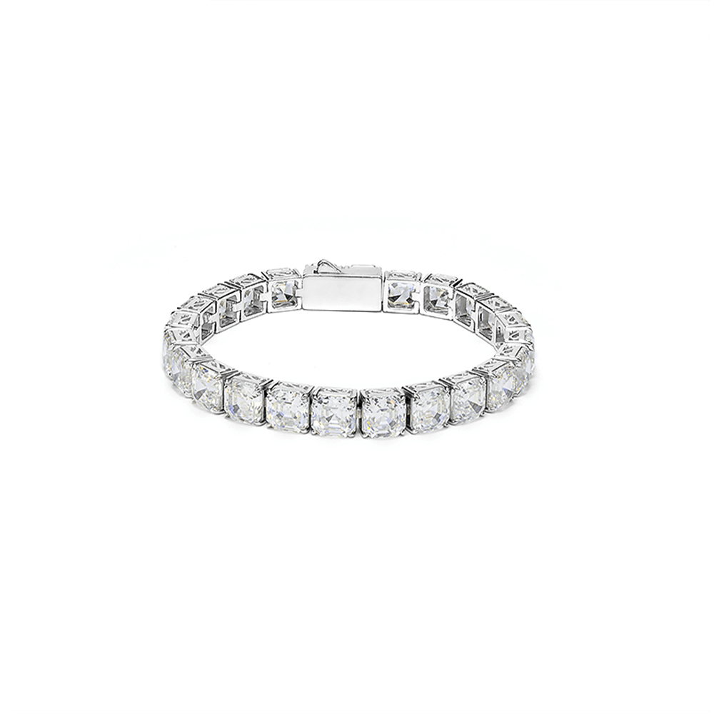 #4067 3カラットアッシャーカット豪华デザインのシンプルブレスレット(925銀)