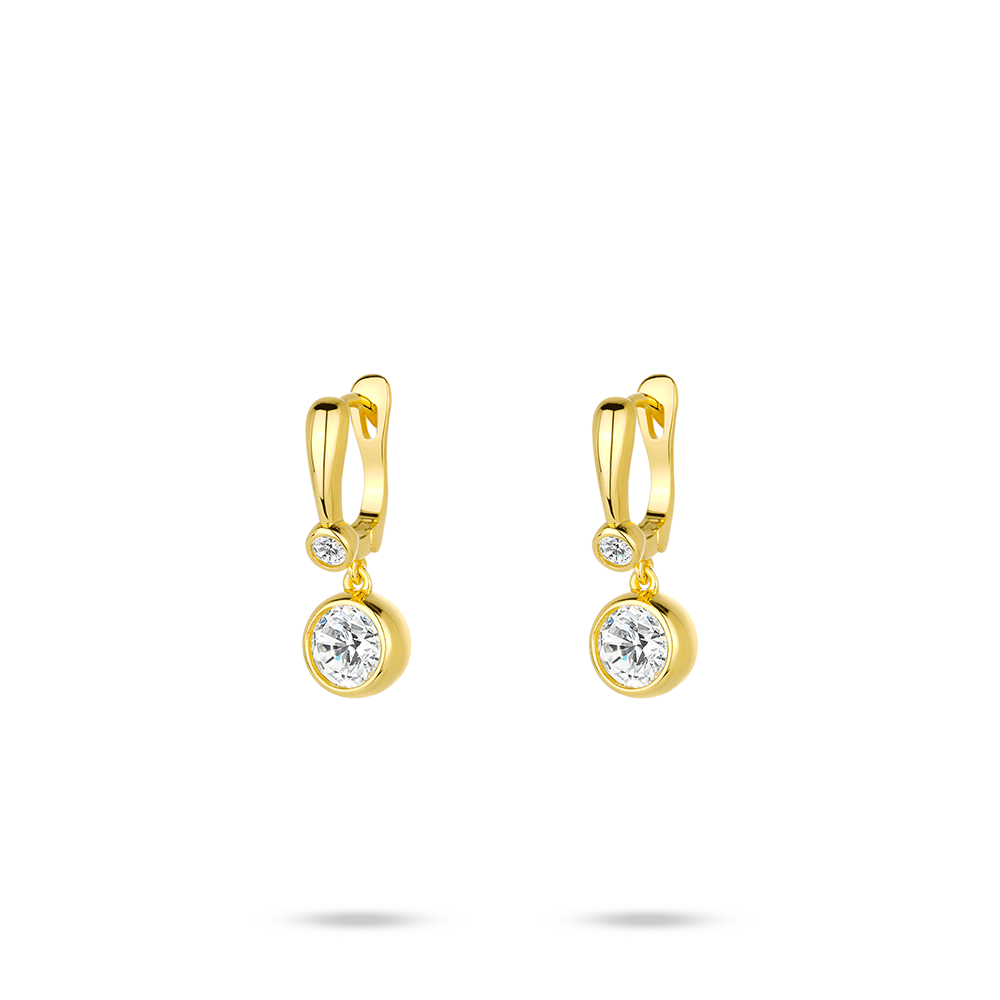 #3798 金色の小さな泡シングルダイヤモンドのしなやかで汎用的なイヤリング（925銀）