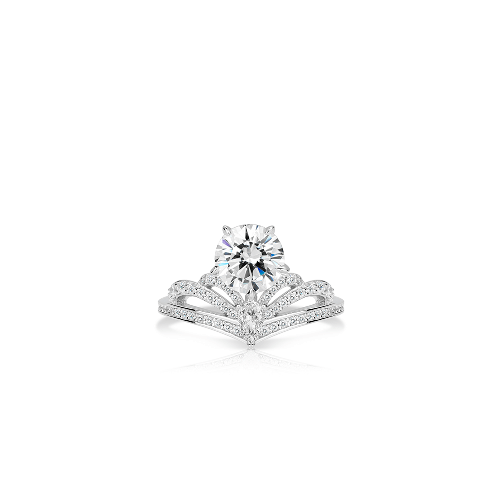 #10712 ホワイトフルダイヤモンドクラウンゴージャスセッティングデイリーユーズリング（925シルバー）