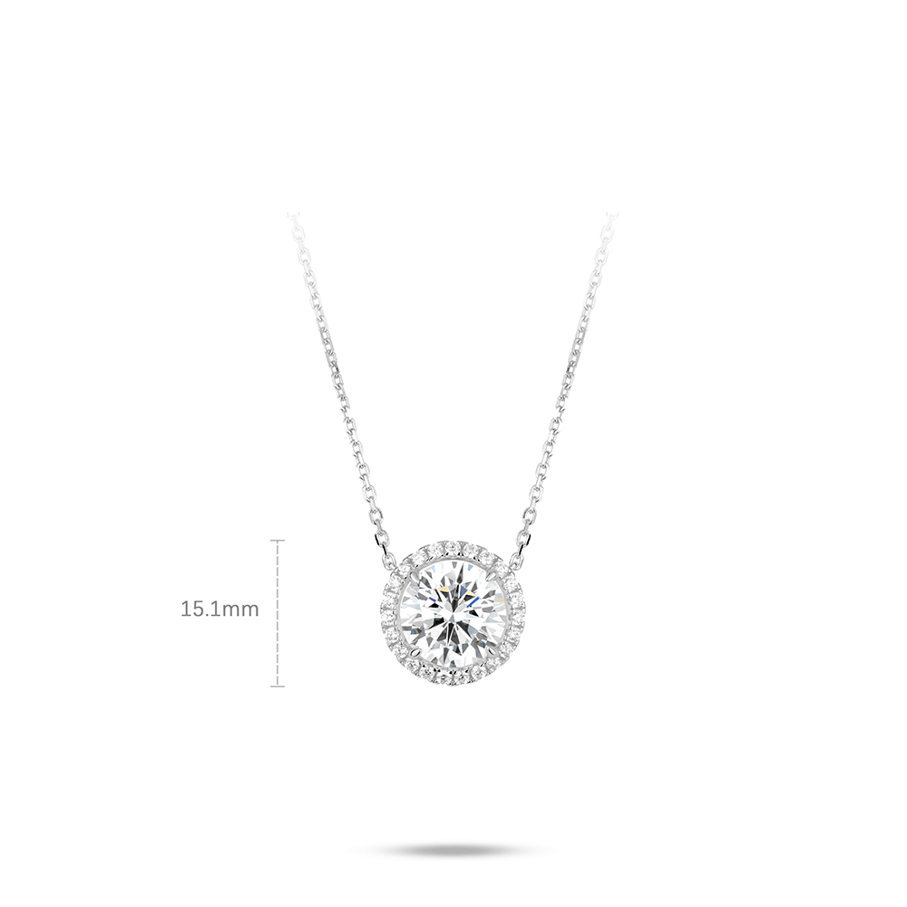 #20217 白い四爪ダイヤ1個入り花火柄のユニバーサルネックレス（925銀）