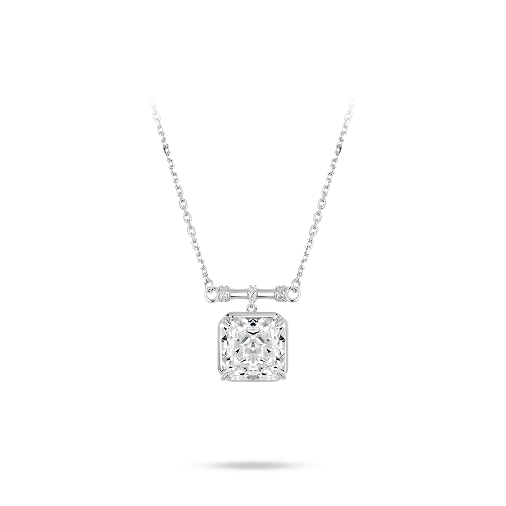 #2088 輪廻の目 白い四角形の氷の花 細い腰ネックレス（925銀）