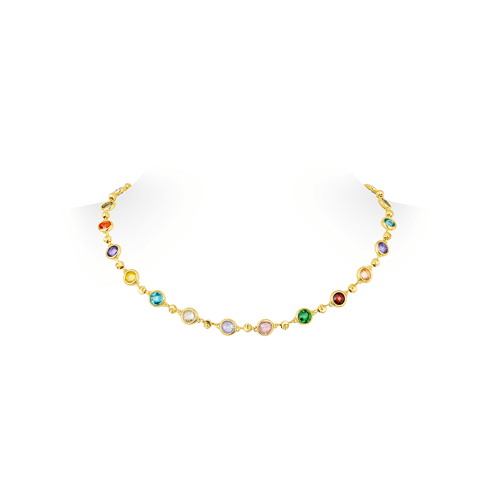 #21371 フルカラーストーンネックレス 豪華デザイン 大人可愛い豪華光沢 オシャレなネックレスアクセサリー(S925)