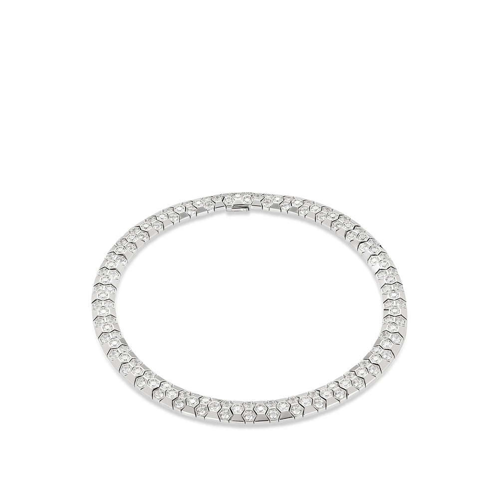 #2350-ホワイトスネークパターン 豪華な石付きネックレス（925シルバー）