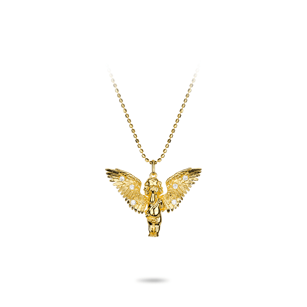 #2877 金色彫り天使の翼ユニバーサルネックレス(925銀)