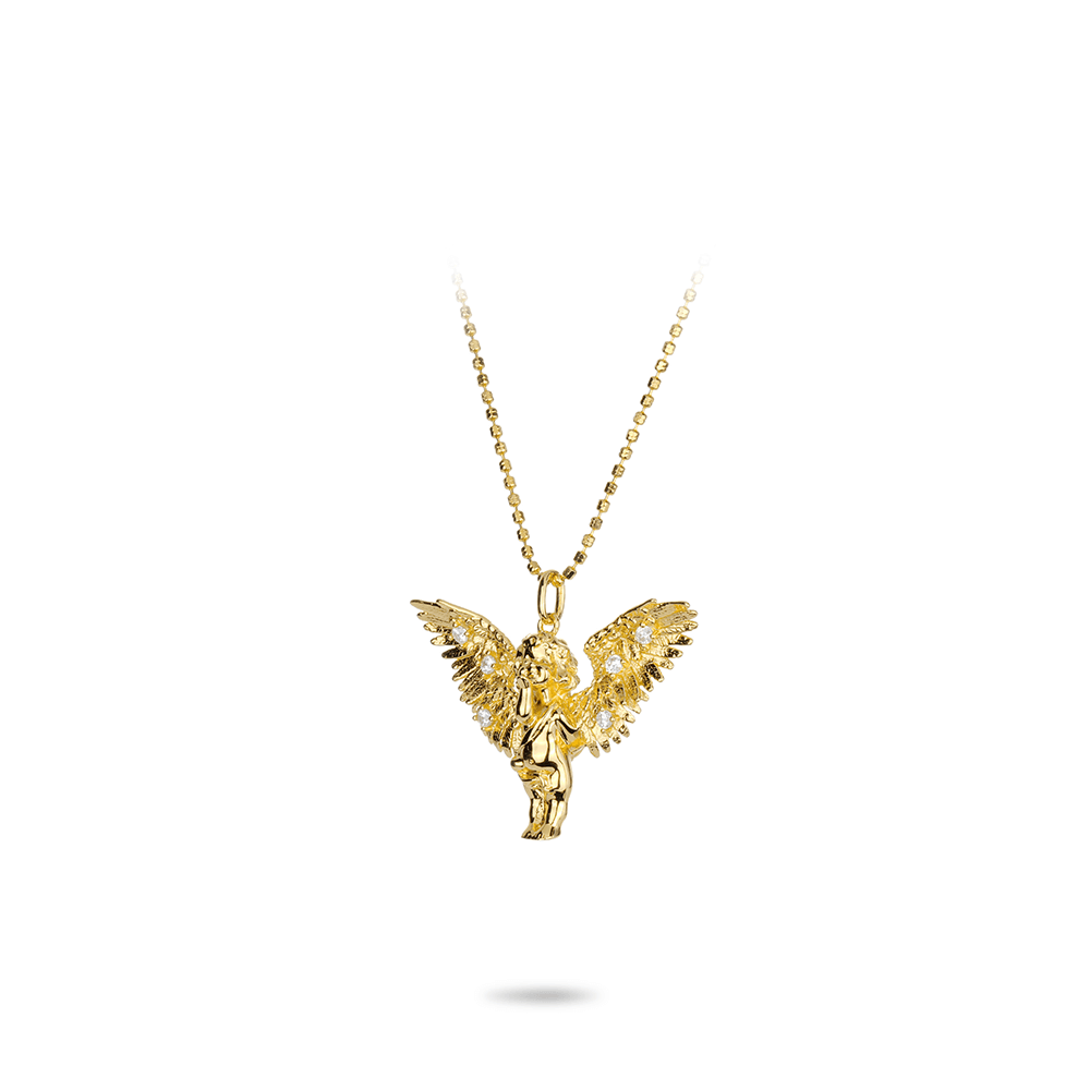 #2877 金色彫り天使の翼ユニバーサルネックレス(925銀)