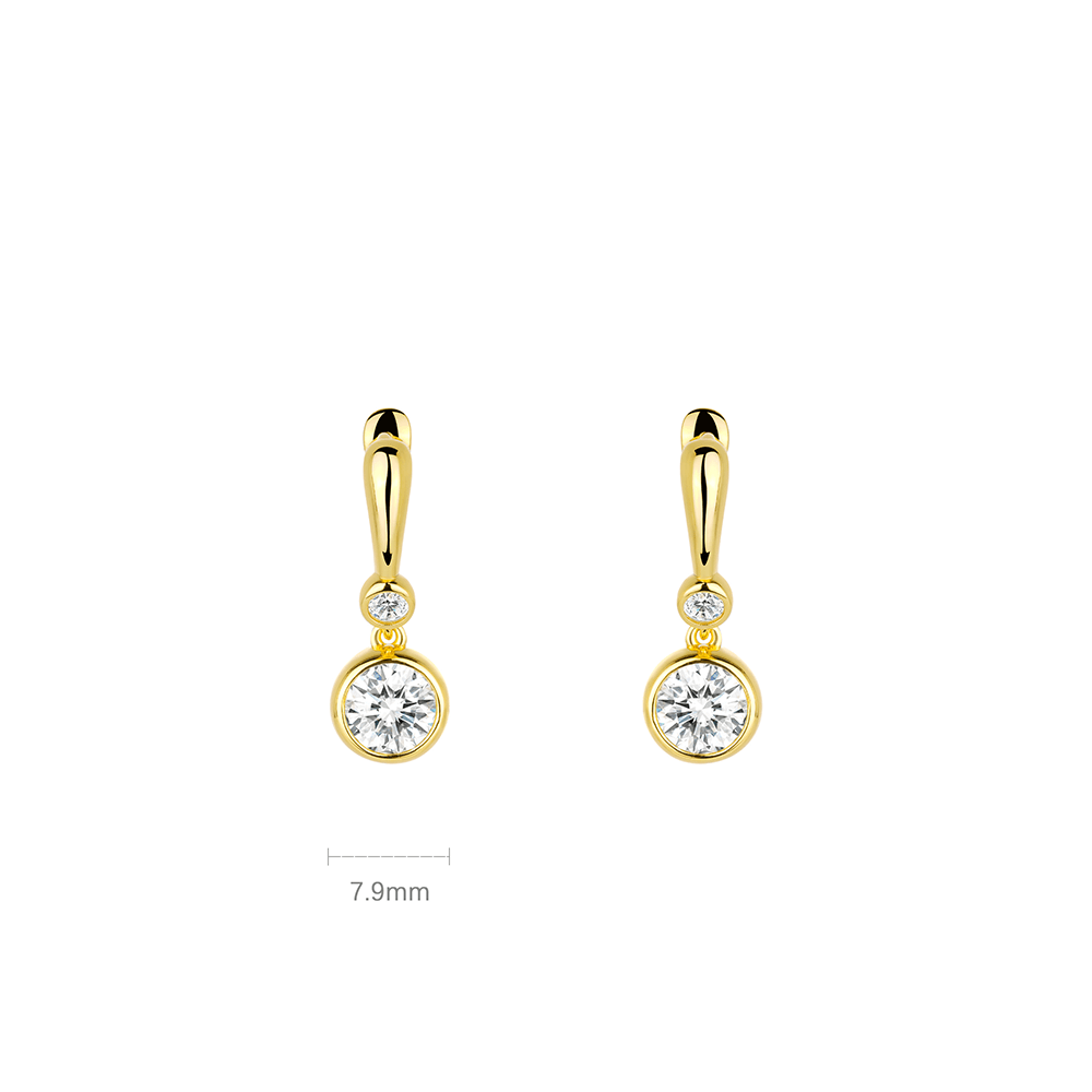 #3798 金色の小さな泡シングルダイヤモンドのしなやかで汎用的なイヤリング（925銀）