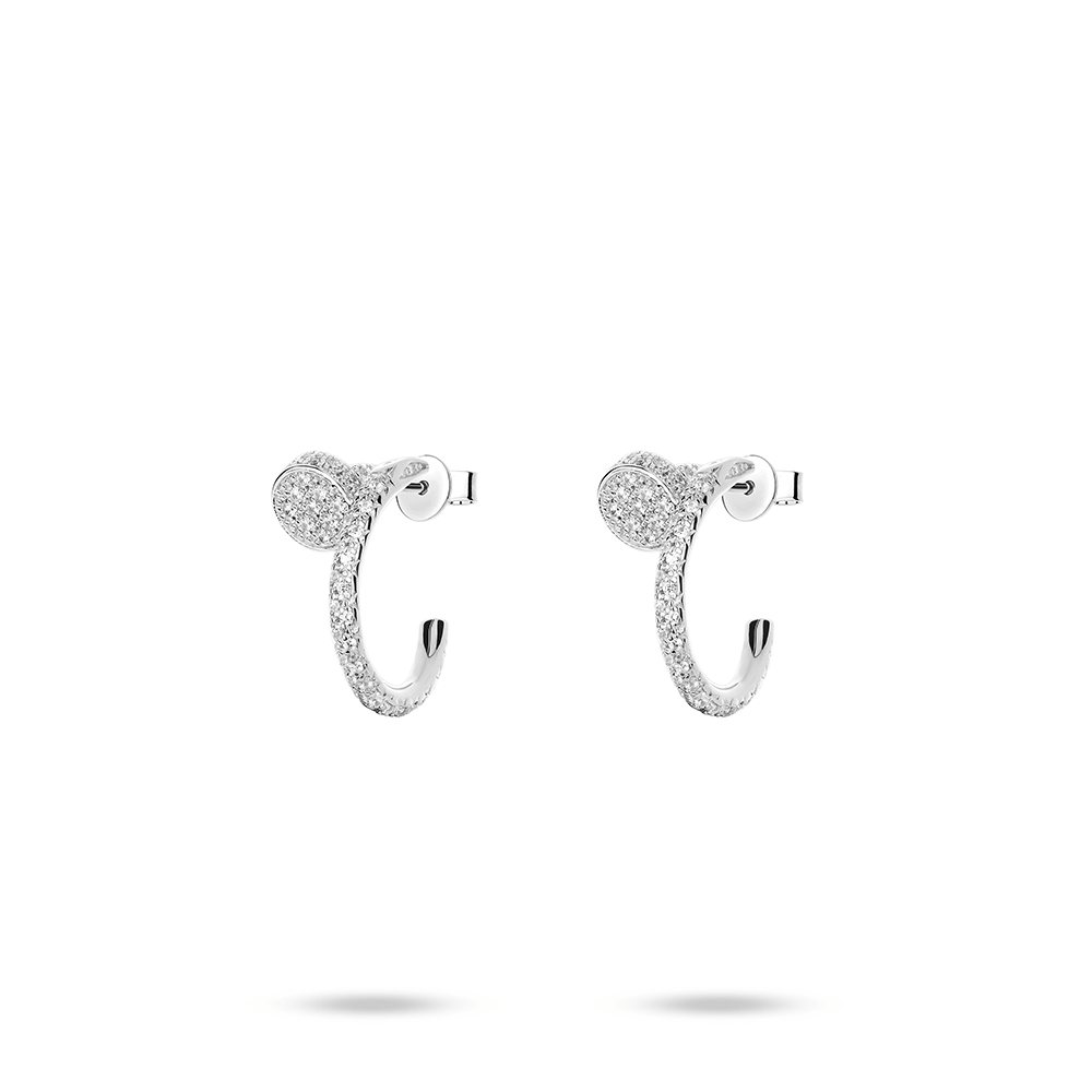 #30073 ホワイトフルダイヤ クロスネイルピアス（925银）