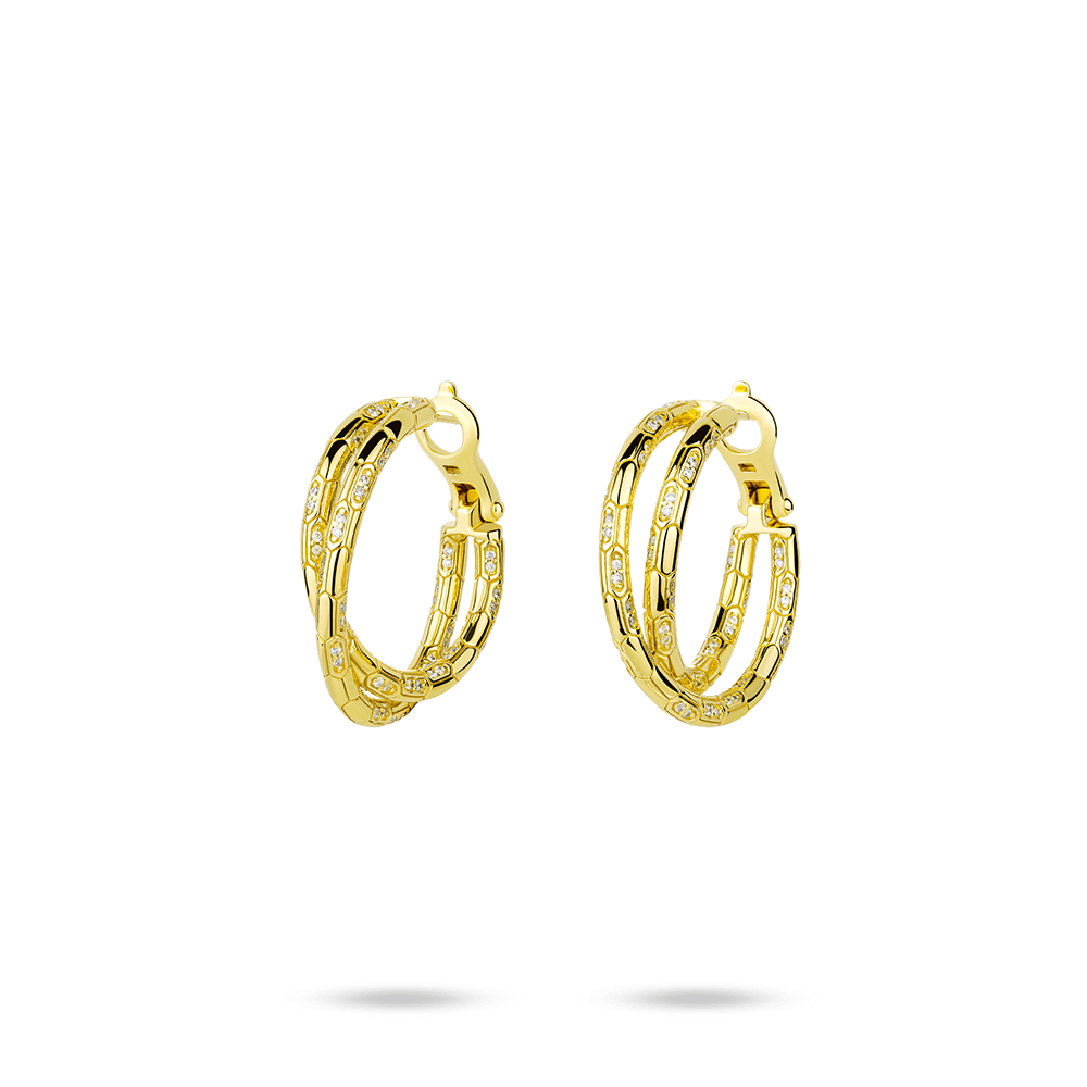 #30196-金色白点霊蛇柄交差豪華に飾りつけた万能イヤリング（925銀）