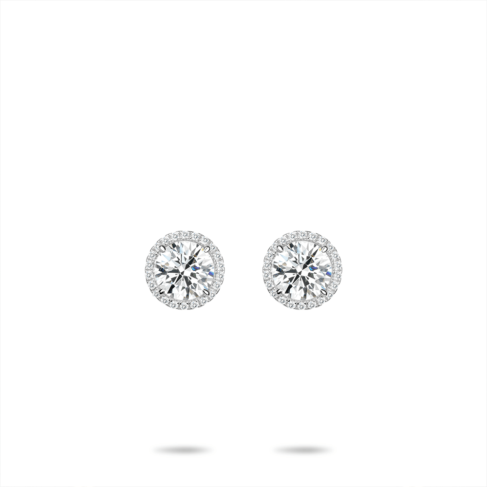 #3636 白い四爪ダイヤモンド1個入り花火型イヤリング(925銀)