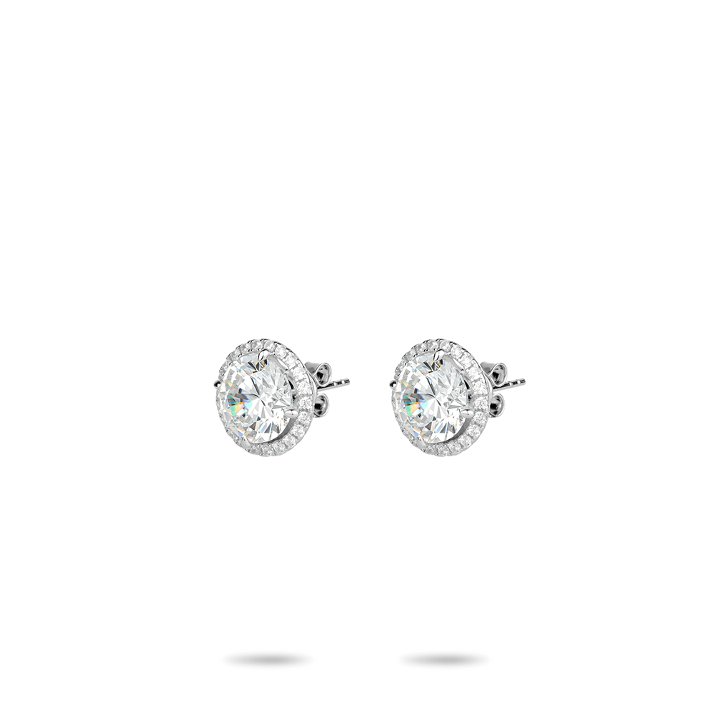#3636 白い四爪ダイヤモンド1個入り花火型イヤリング(925銀)