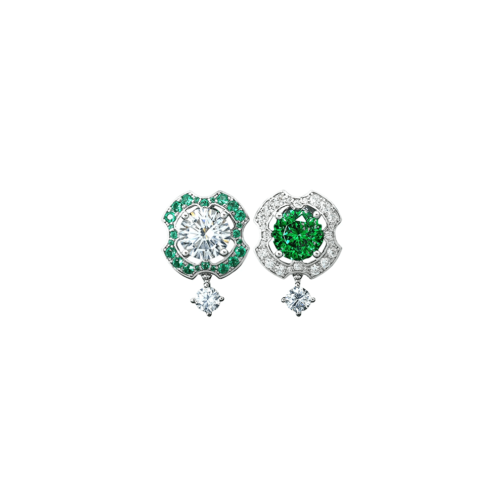 #3203 エメラルドグリーン クロワール ピアス（925银）