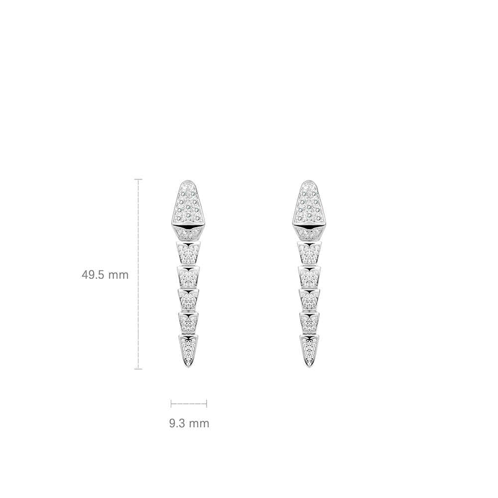 #3594-ホワイトフルダイヤモンド 霊蛇模様 豪華セッティング 万能イヤリング（925シルバー）