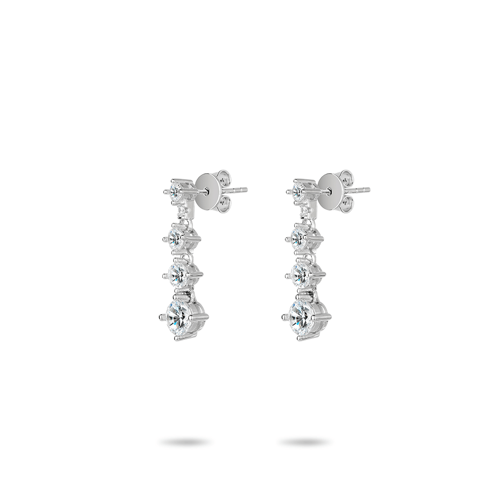 #3848 白の四爪ダイヤフルバイオレットロングユニバーサルイヤリング（925銀）