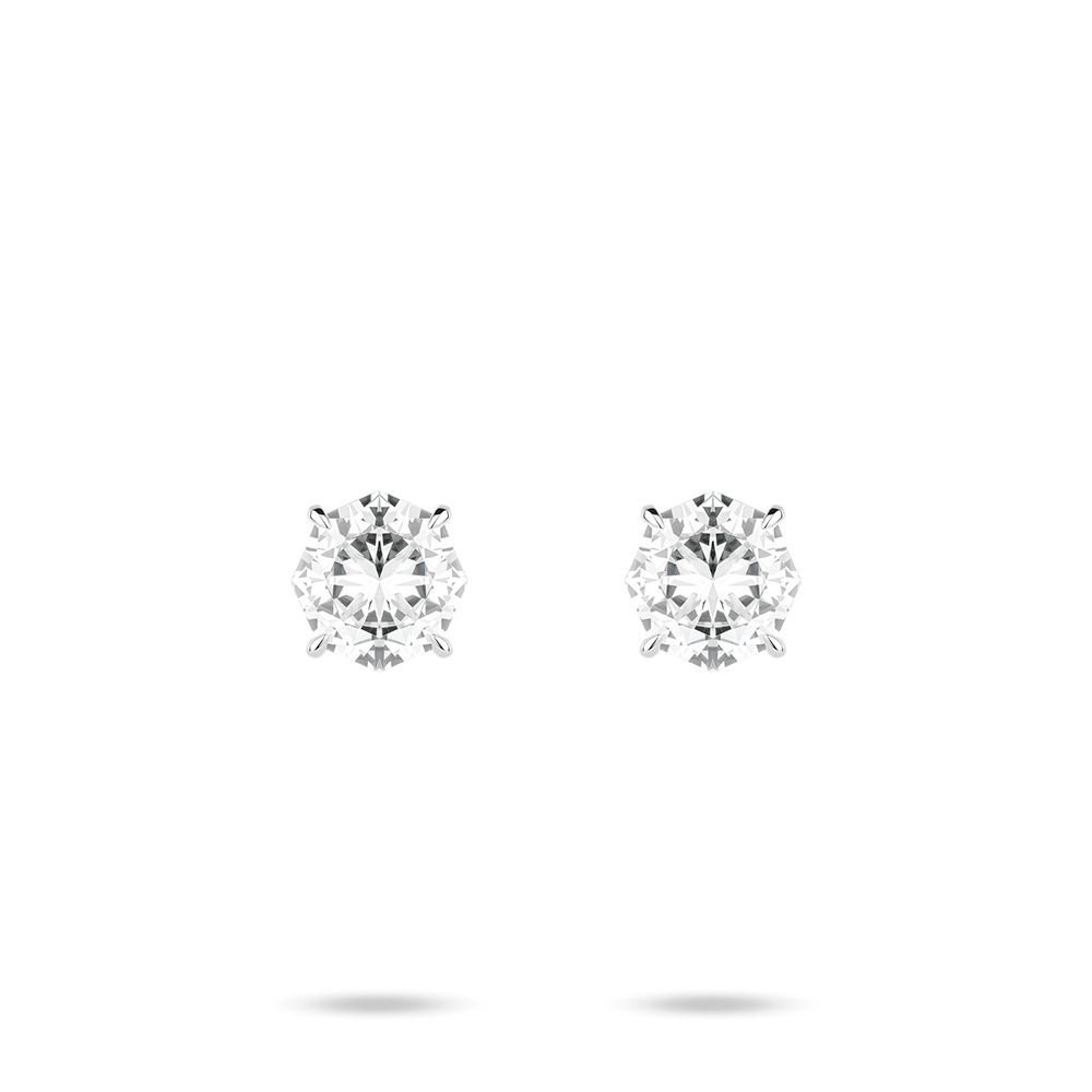 #3854【エターナル】 白 4 爪ダイヤ 1 石ユニバーサルイヤリング（925 銀）