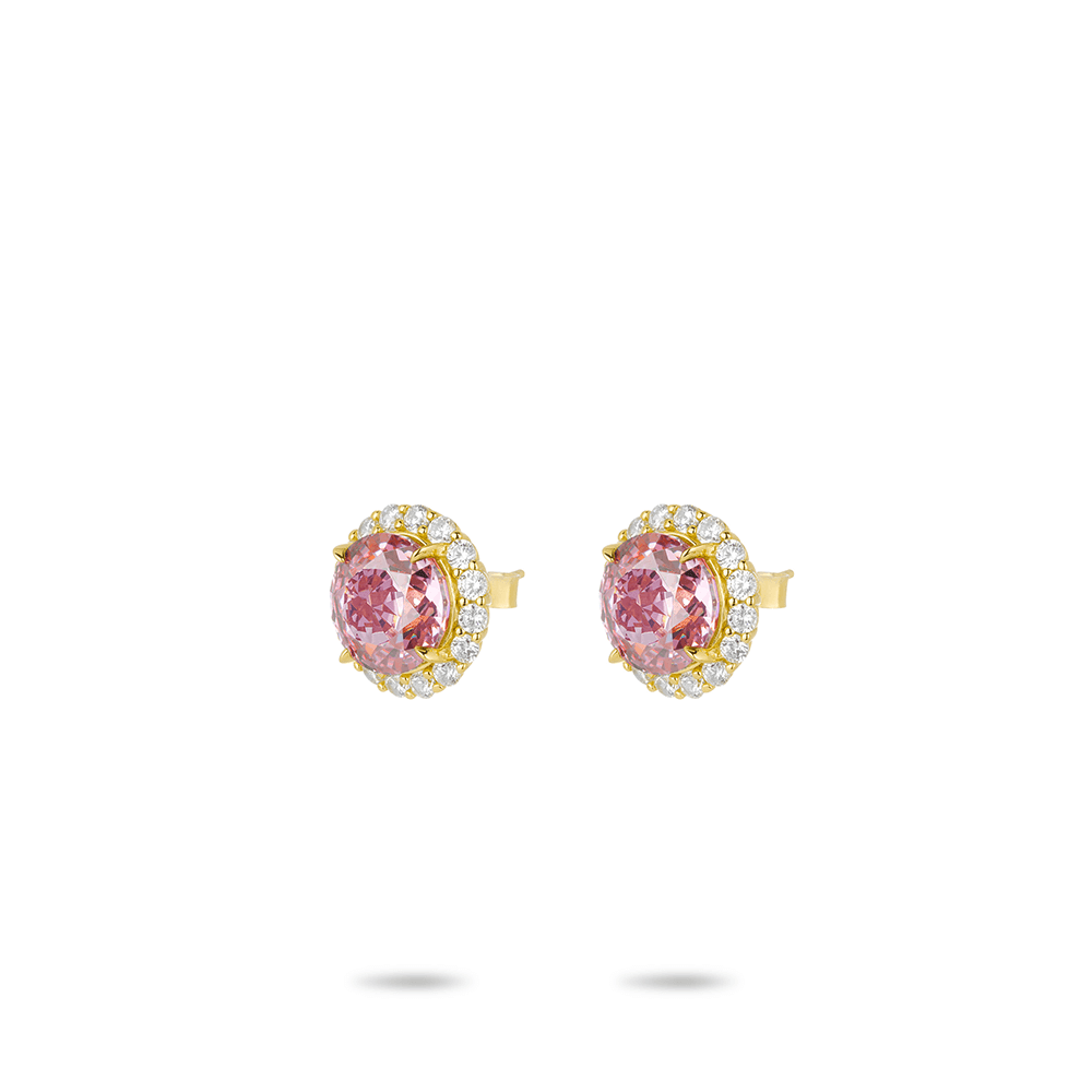 #3858 パープルピンクオーバルダイヤ   サンフラワー  デラックスピアス（925银）