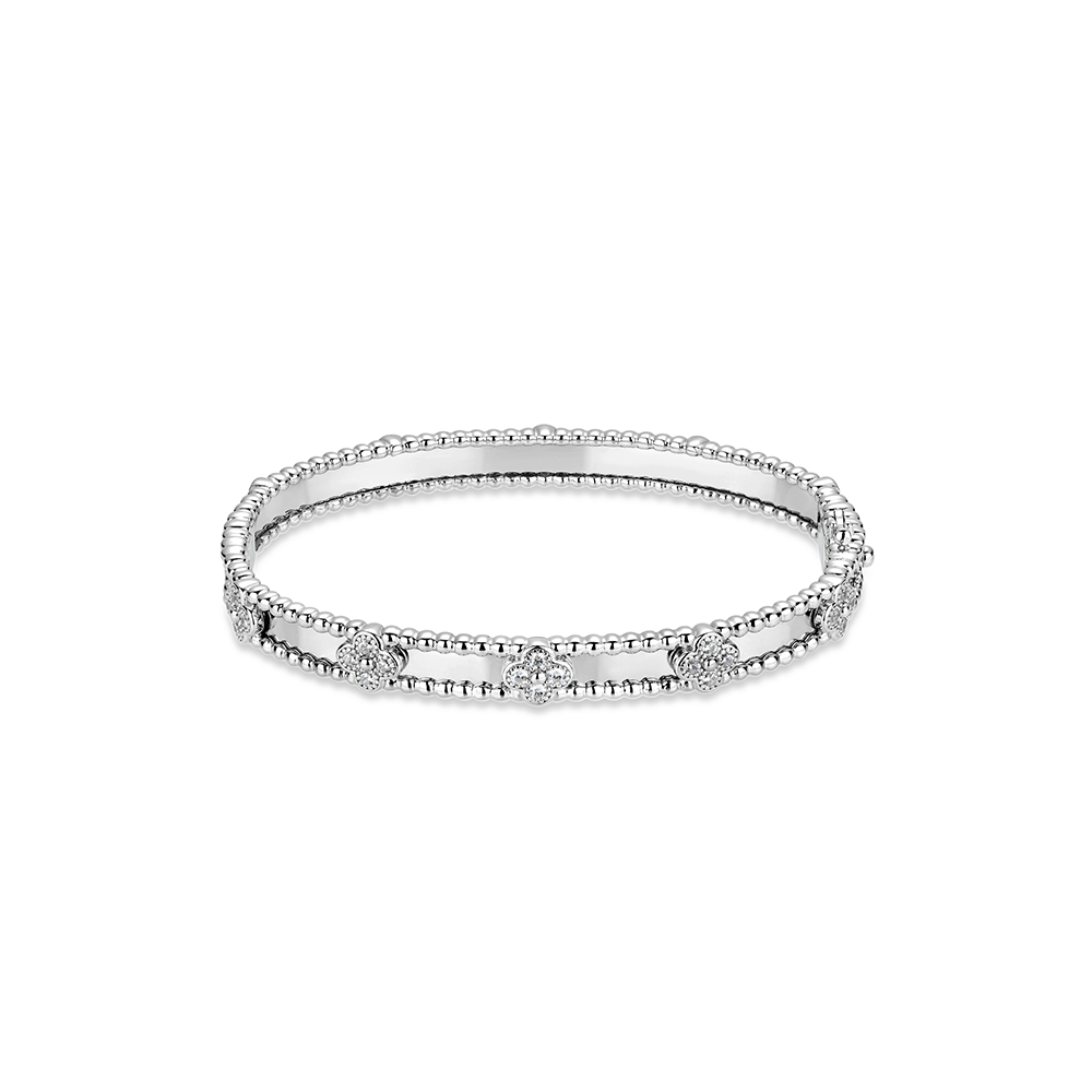 #904 四弁花オープンワークダイヤブレスレット（925银）