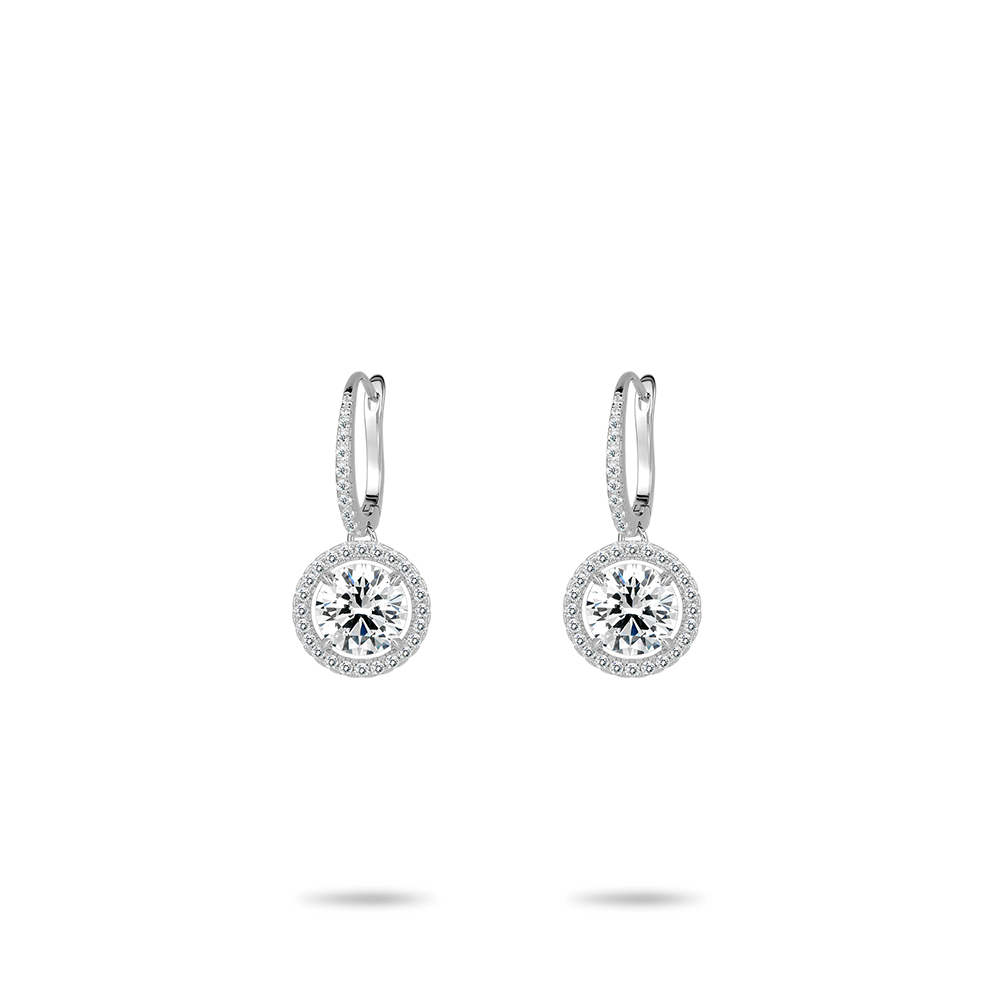 #30214 白4爪全ダイヤ花火柄ユニバーサルイヤリング（925銀）