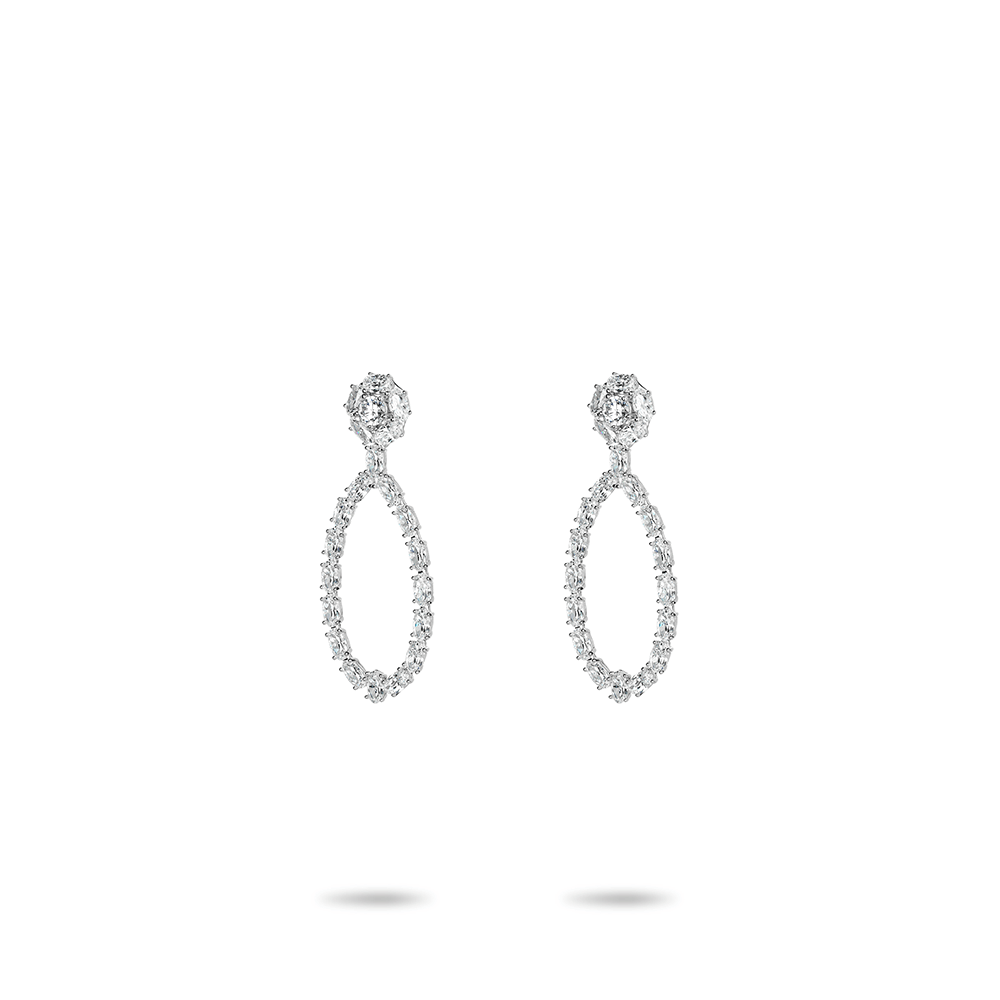 #30320 ホワイトダヴエッグ フルダイヤ サークルデザイン 万能ピアス（925銀）