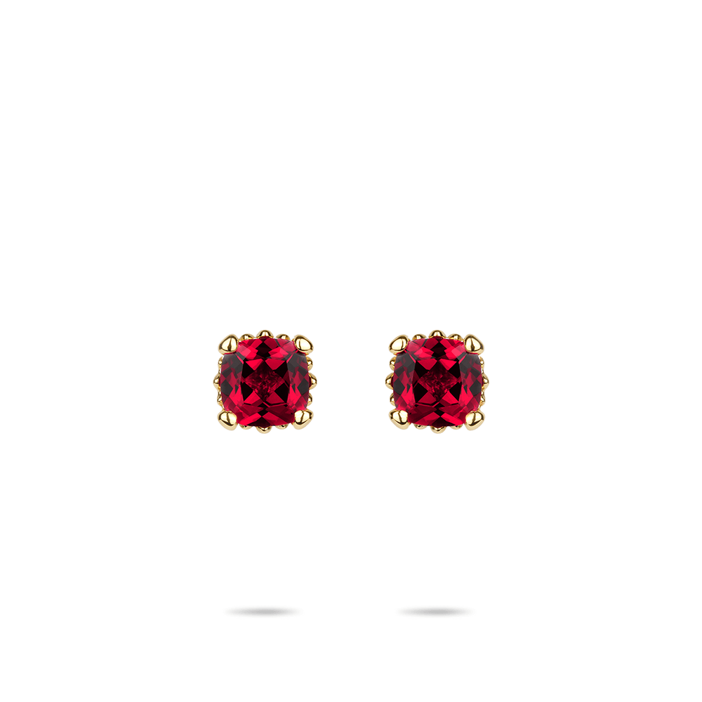 #3963 紅方形金臂シンプルで万能なイヤリング（925銀）