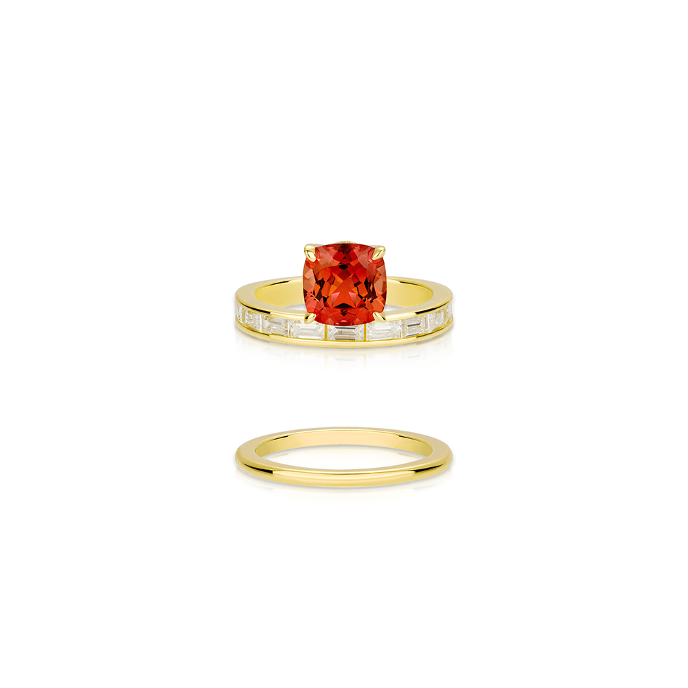 #10606 紅方形四爪満ちたダイヤモンドの金の腕の汎用指輪（925銀）