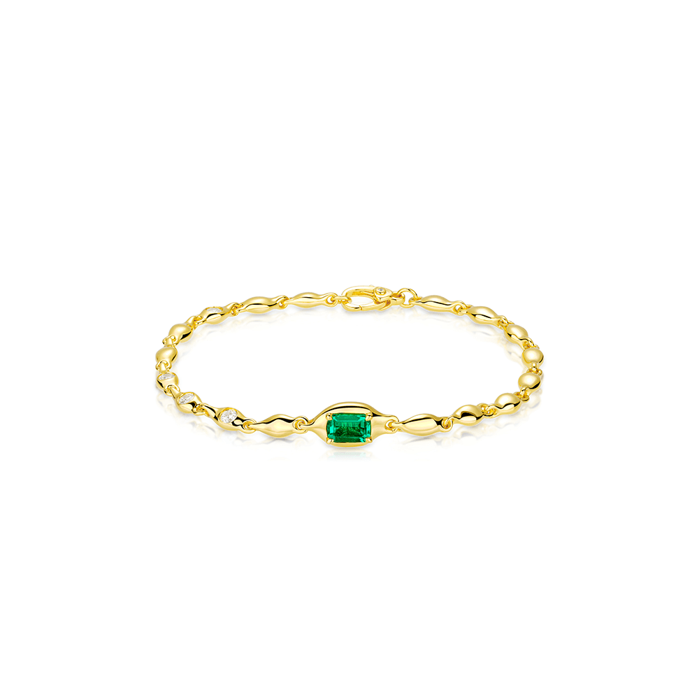 #40084-緑の四角形四爪が連なる万能ブレスレット（925シルバー）