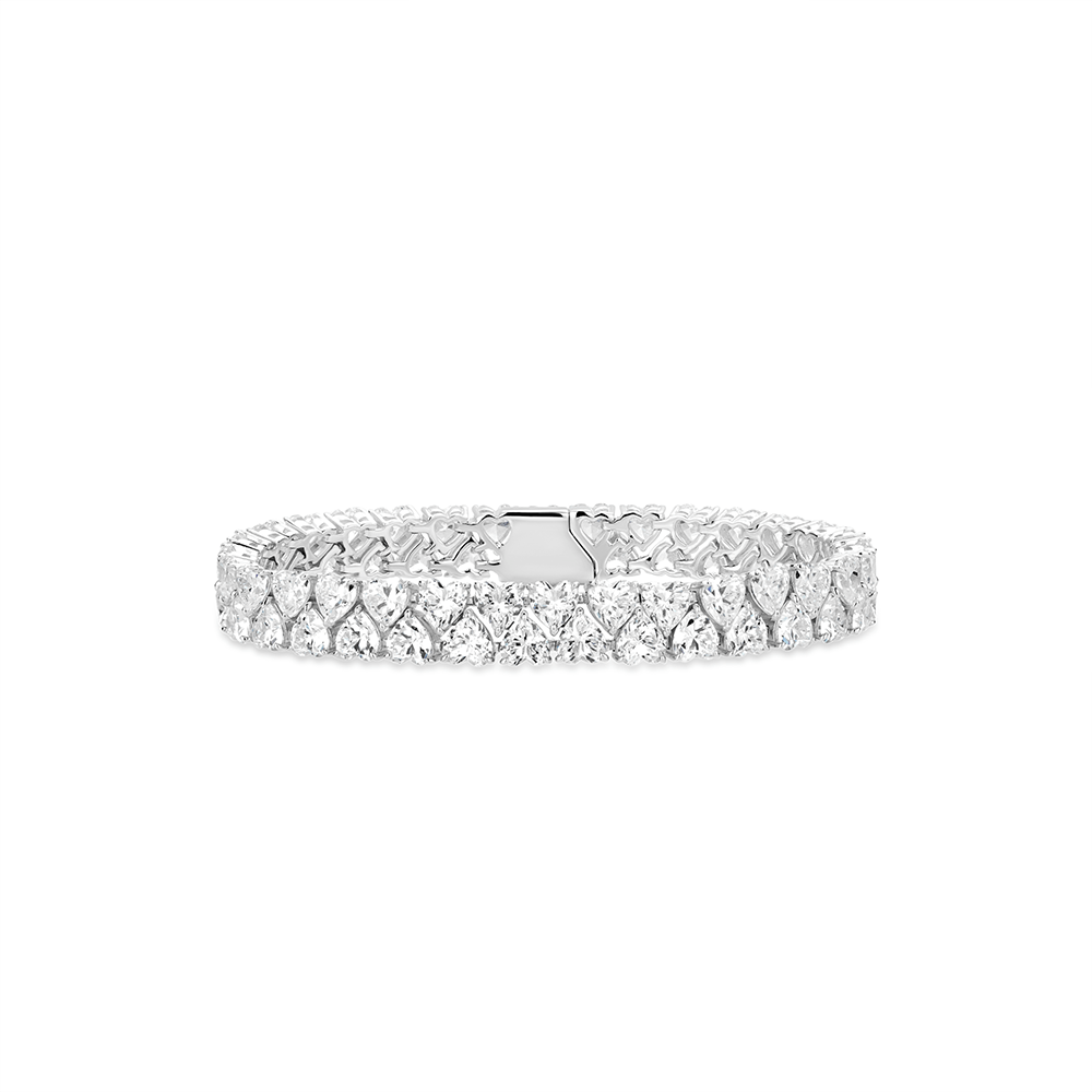 #4646 白いダイヤモンドで満たされたハート形のブレスレット（925银）