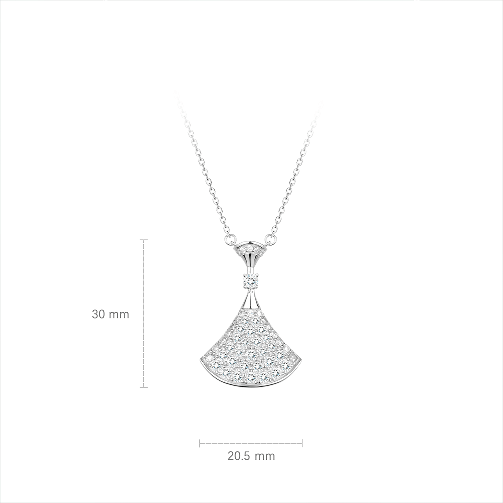 #20399 - 白色満ちたダイヤの扇子を豪華に飾った万能ネックレス（925 銀）