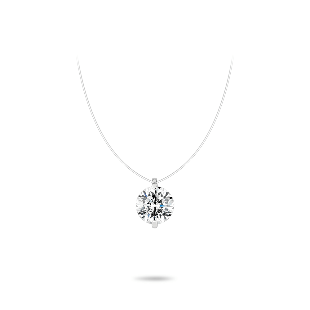 #21243 白1本ダイヤモンドのシンプルでユニバーサルなネックレス（5カラット）(925銀)