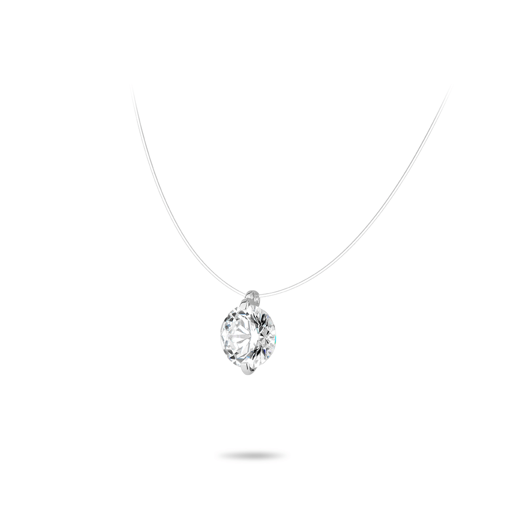 #21243 白1本ダイヤモンドのシンプルでユニバーサルなネックレス（5カラット）(925銀)