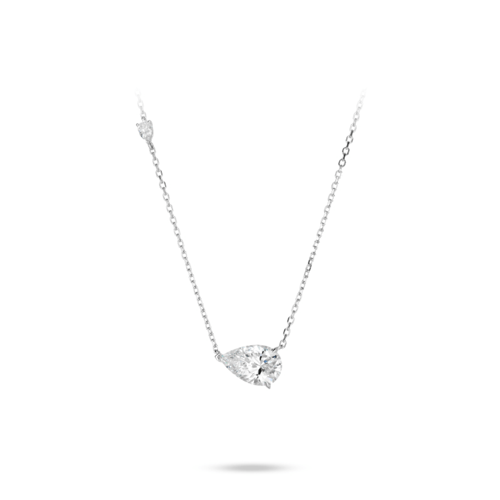 #21292 シルバーカラー ホワイトドロップカットインレイ シンプル汎用ネックレス（925 銀）