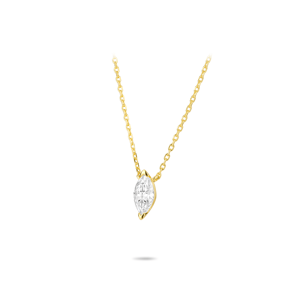 #21387-（特典版）ホワイトホースアイ＆ゴールドアーム シンプルネックレス（925シルバー）