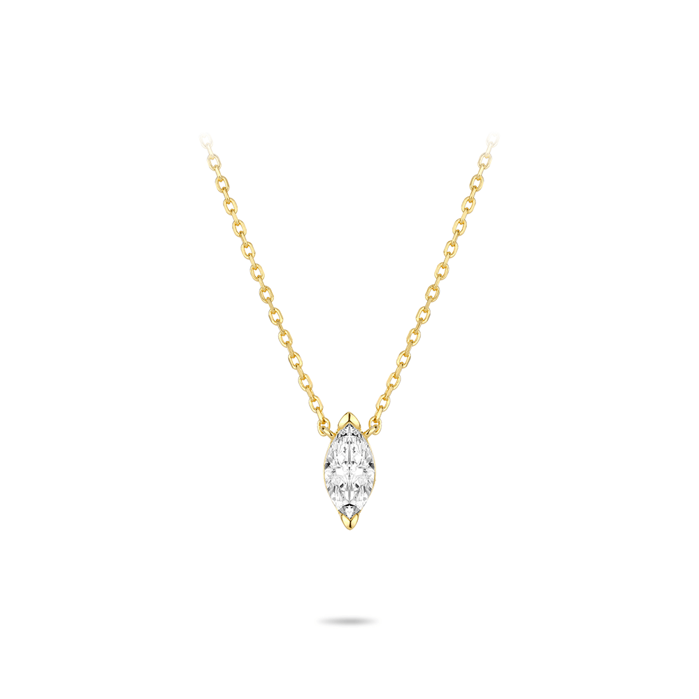 #21387-（特典版）ホワイトホースアイ＆ゴールドアーム シンプルネックレス（925シルバー）