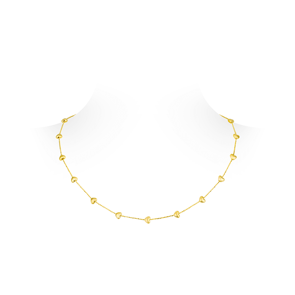 #21539-ゴールドヘアラインハート型万能ネックレス(925シルバー)