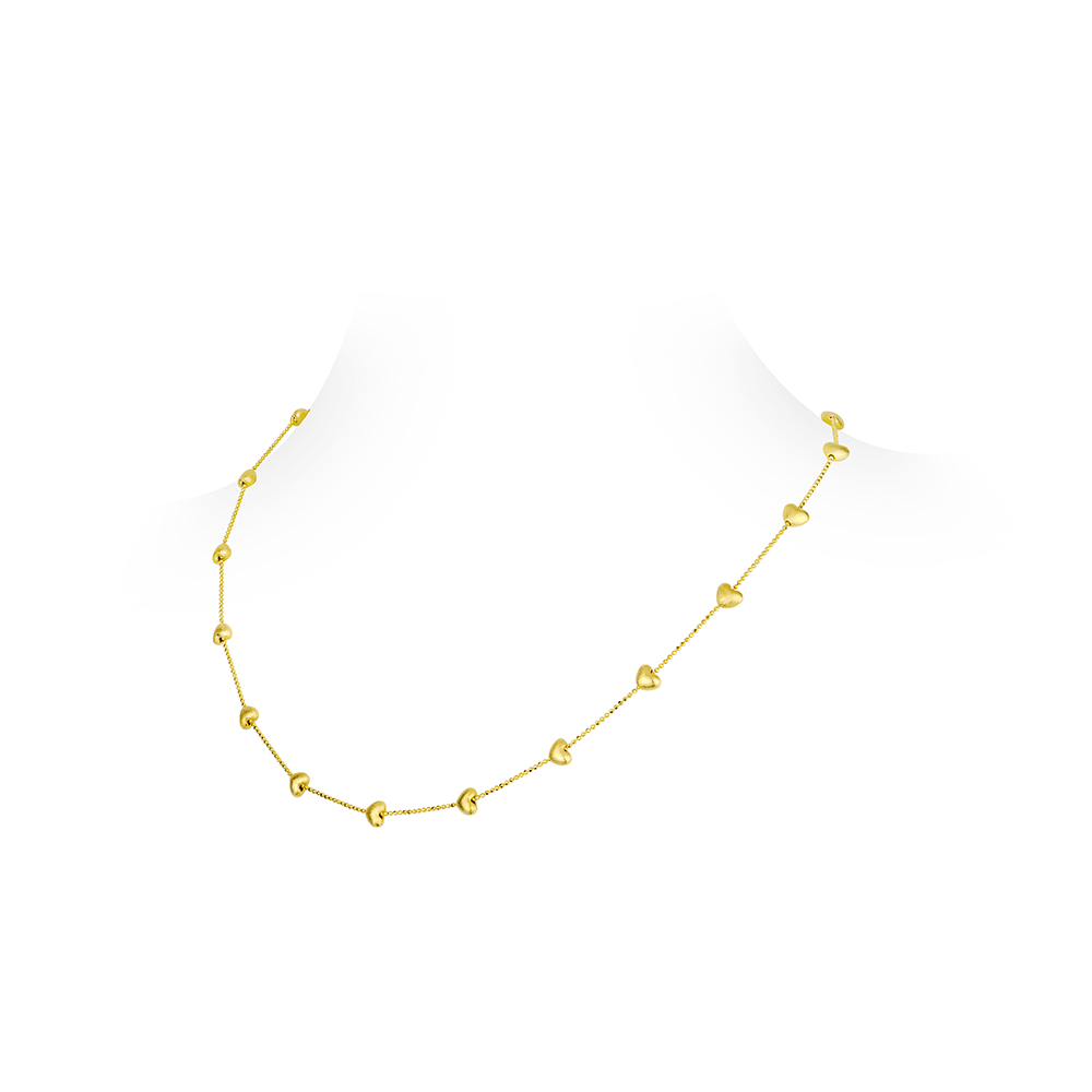 #21539-ゴールドヘアラインハート型万能ネックレス(925シルバー)