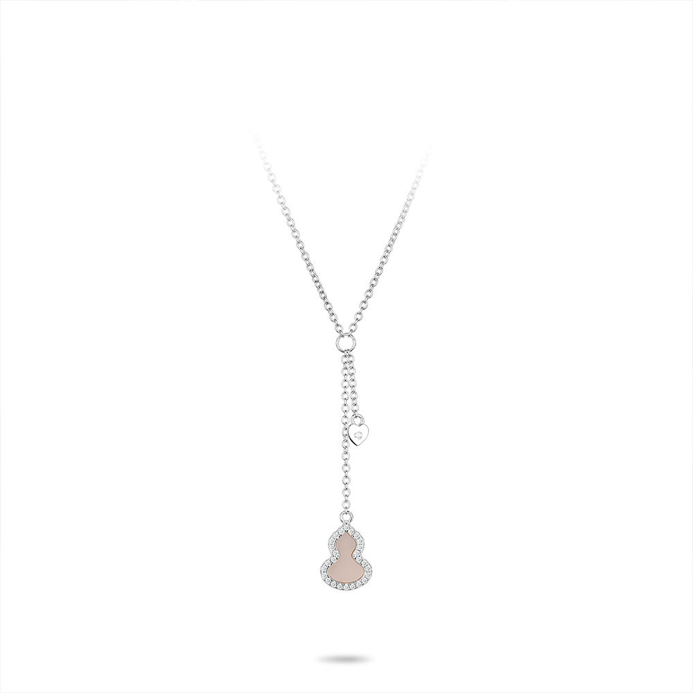 #2750 白のダイヤフルパンプキンY字フリンジネックレス（925銀）