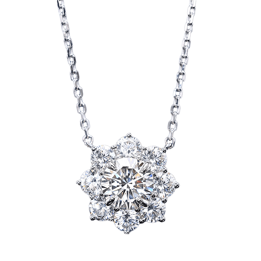 #2092 太陽の花満ちたダイヤモンドネックレス女性用（925銀）