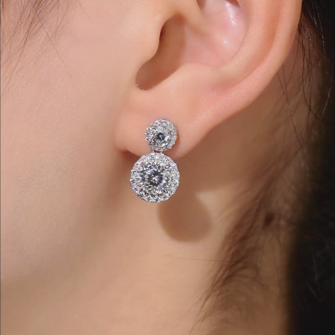 #3048 丸形サイズの花火イヤリング 女性用 白のイヤリング（925 銀）