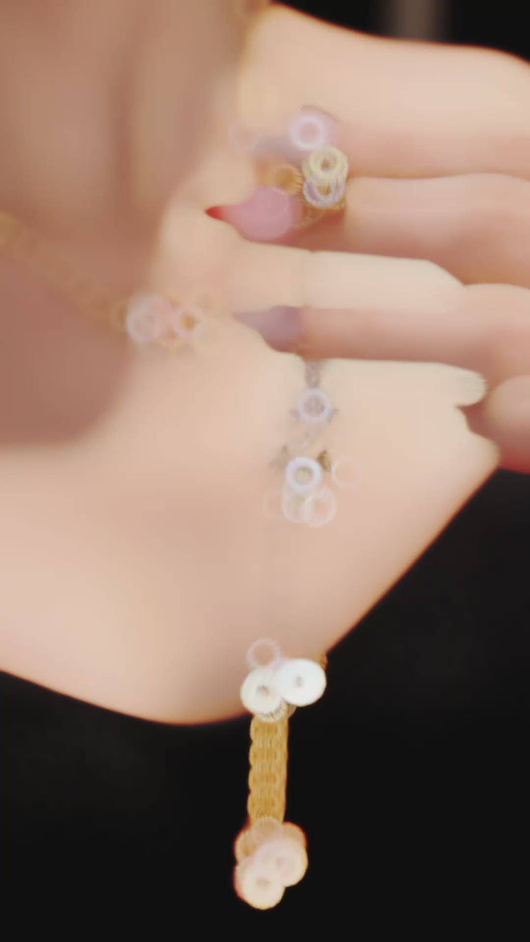 #4635 ローズゴールド満钻三弁花百搭ブレスレット(925銀)