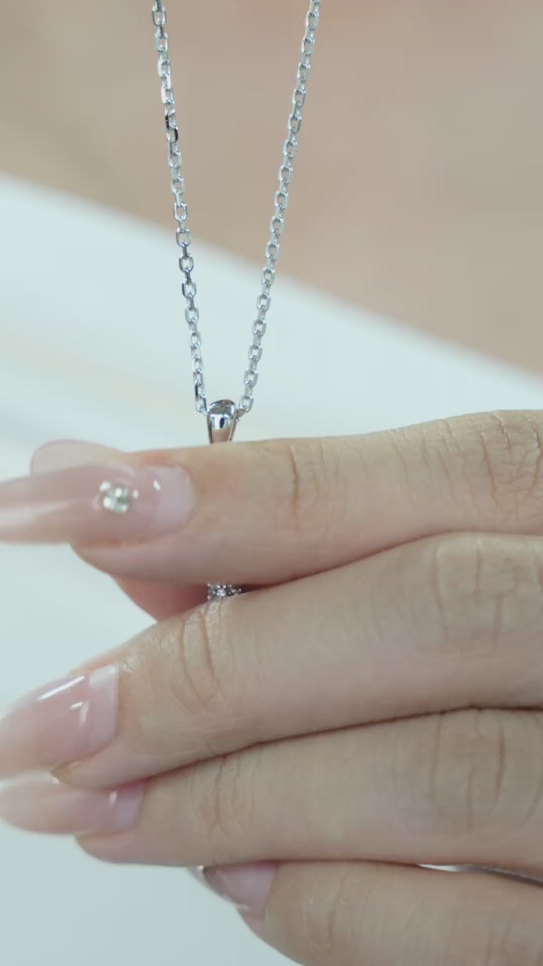 #20499 白いダイヤフルボーンユニバーサルネックレス(925銀)